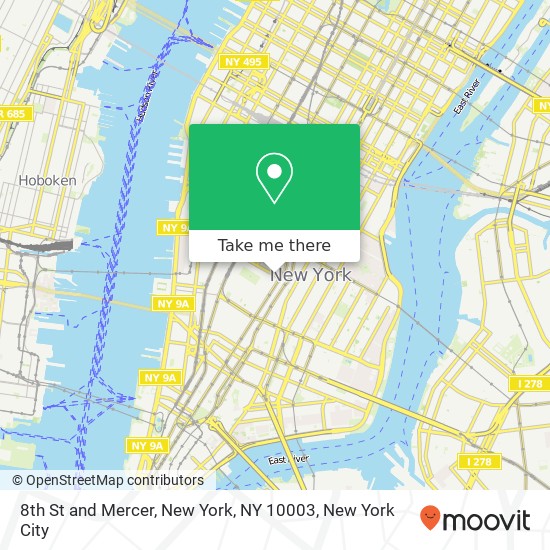 8th St and Mercer, New York, NY 10003 map