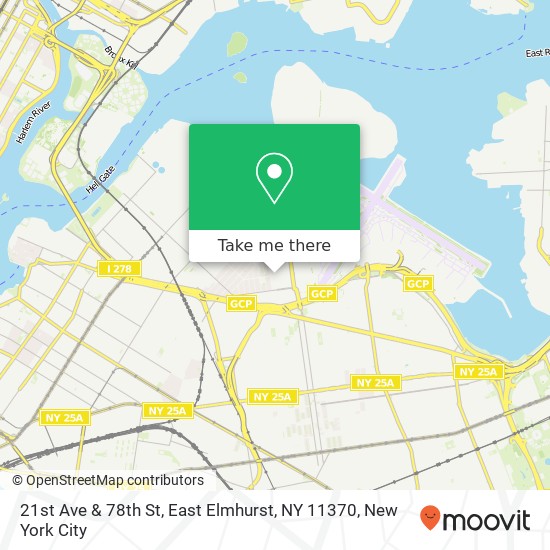 Mapa de 21st Ave & 78th St, East Elmhurst, NY 11370