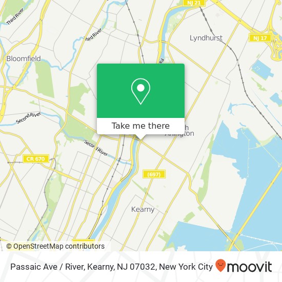 Passaic Ave / River, Kearny, NJ 07032 map