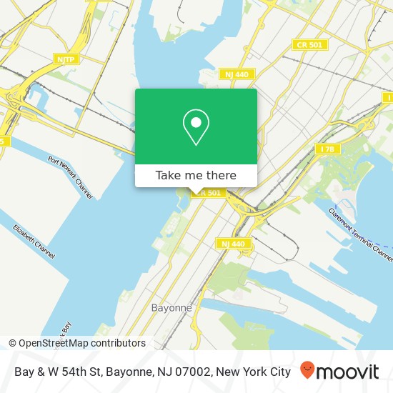 Mapa de Bay & W 54th St, Bayonne, NJ 07002