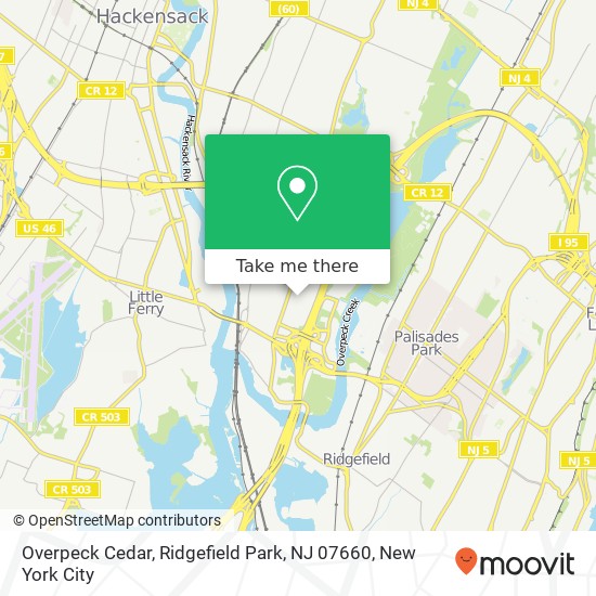 Mapa de Overpeck Cedar, Ridgefield Park, NJ 07660