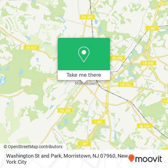 Washington St and Park, Morristown, NJ 07960 map