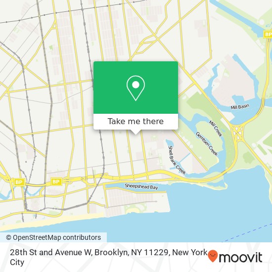Mapa de 28th St and Avenue W, Brooklyn, NY 11229