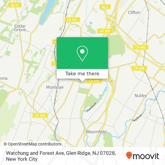 Mapa de Watchung and Forest Ave, Glen Ridge, NJ 07028