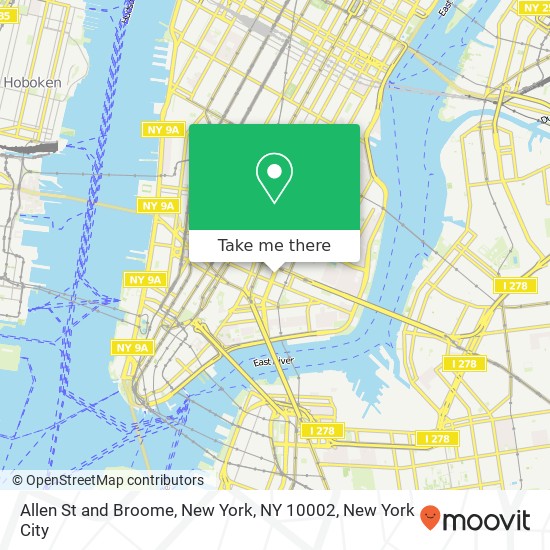 Allen St and Broome, New York, NY 10002 map