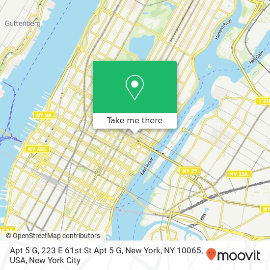 Mapa de Apt 5 G, 223 E 61st St Apt 5 G, New York, NY 10065, USA