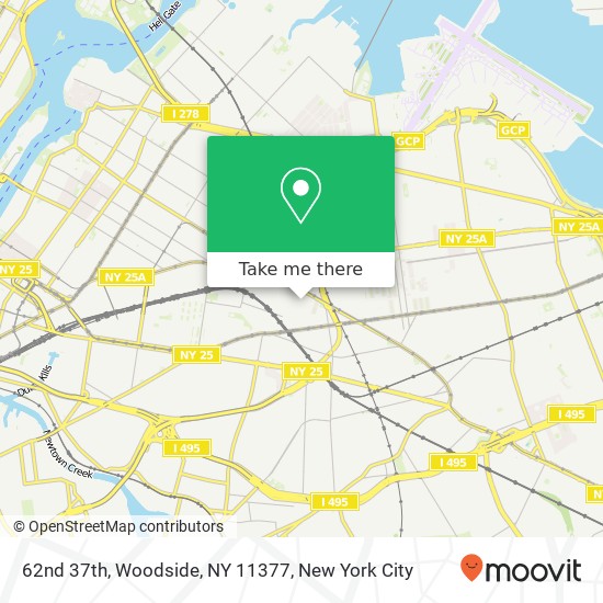 Mapa de 62nd 37th, Woodside, NY 11377