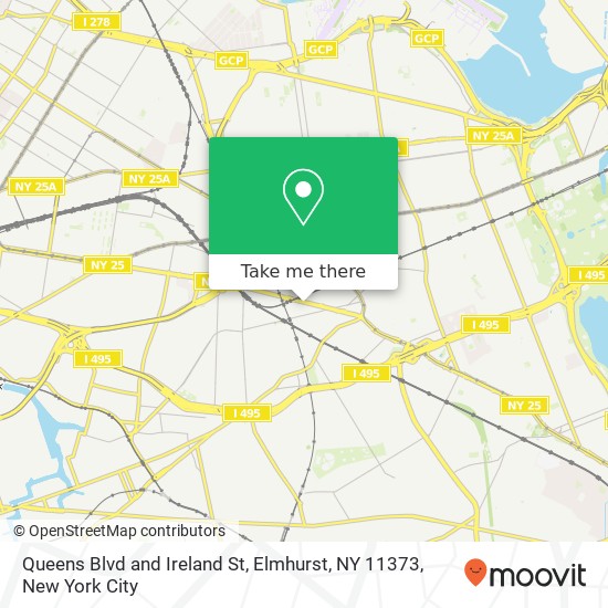 Mapa de Queens Blvd and Ireland St, Elmhurst, NY 11373