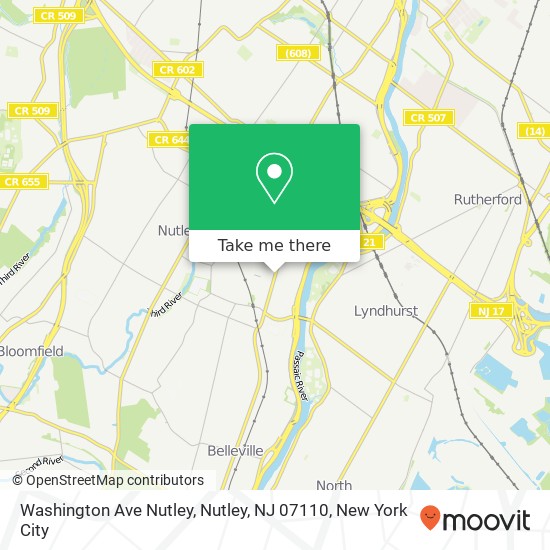 Mapa de Washington Ave Nutley, Nutley, NJ 07110