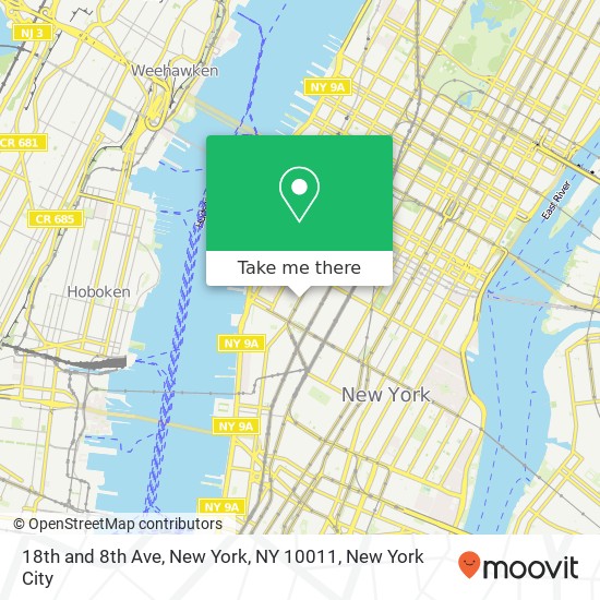 Mapa de 18th and 8th Ave, New York, NY 10011