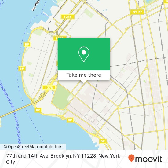 Mapa de 77th and 14th Ave, Brooklyn, NY 11228