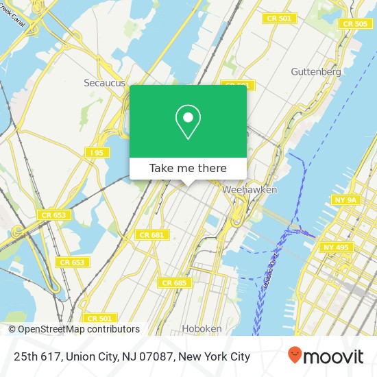Mapa de 25th 617, Union City, NJ 07087