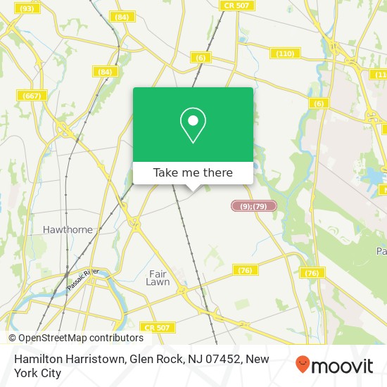 Mapa de Hamilton Harristown, Glen Rock, NJ 07452