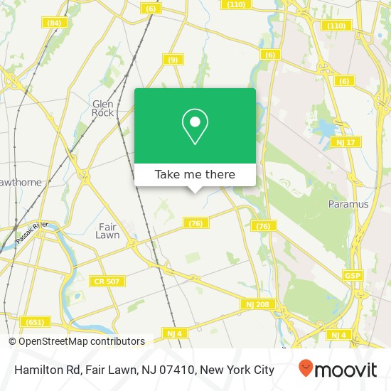 Mapa de Hamilton Rd, Fair Lawn, NJ 07410