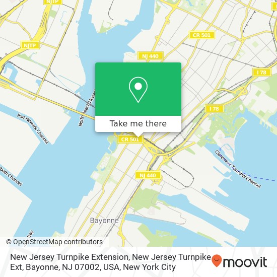 New Jersey Turnpike Extension, New Jersey Turnpike Ext, Bayonne, NJ 07002, USA map