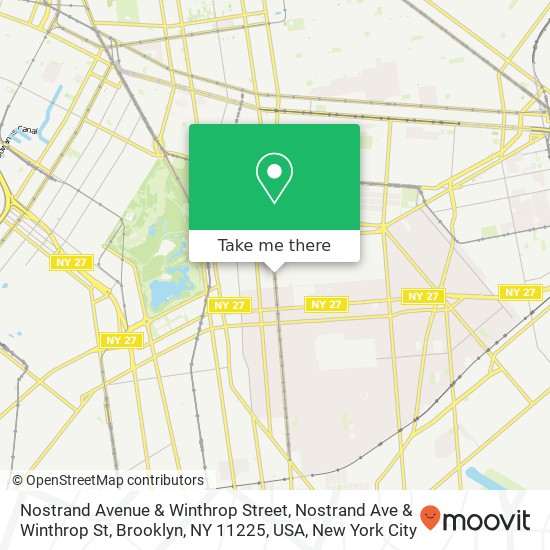 Mapa de Nostrand Avenue & Winthrop Street, Nostrand Ave & Winthrop St, Brooklyn, NY 11225, USA