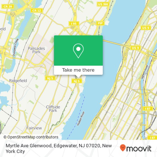 Mapa de Myrtle Ave Glenwood, Edgewater, NJ 07020