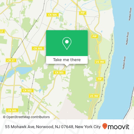 Mapa de 55 Mohawk Ave, Norwood, NJ 07648