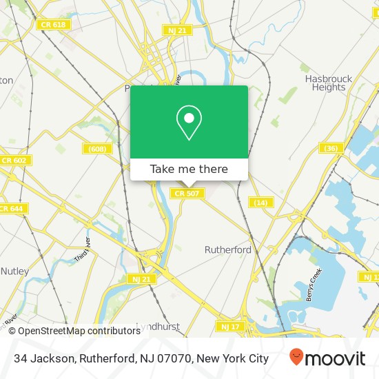 Mapa de 34 Jackson, Rutherford, NJ 07070