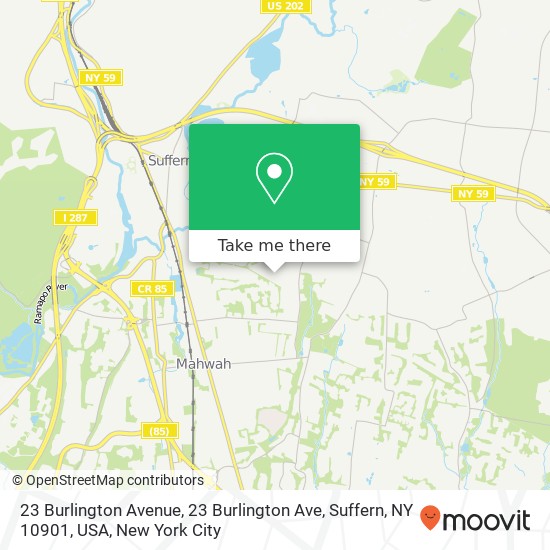 23 Burlington Avenue, 23 Burlington Ave, Suffern, NY 10901, USA map