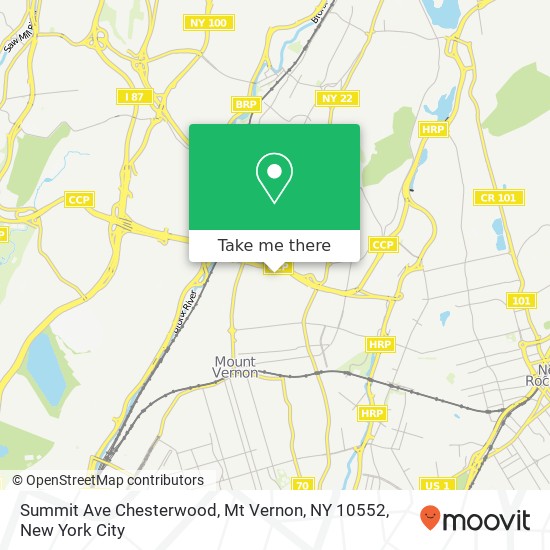 Mapa de Summit Ave Chesterwood, Mt Vernon, NY 10552