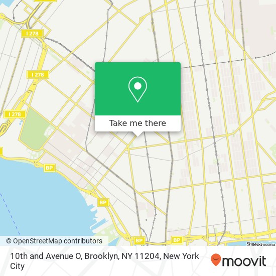 Mapa de 10th and Avenue O, Brooklyn, NY 11204