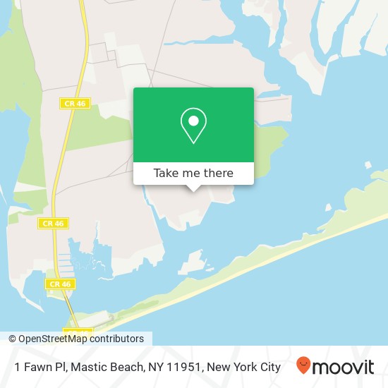 Mapa de 1 Fawn Pl, Mastic Beach, NY 11951