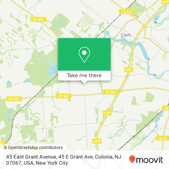 45 East Grant Avenue, 45 E Grant Ave, Colonia, NJ 07067, USA map