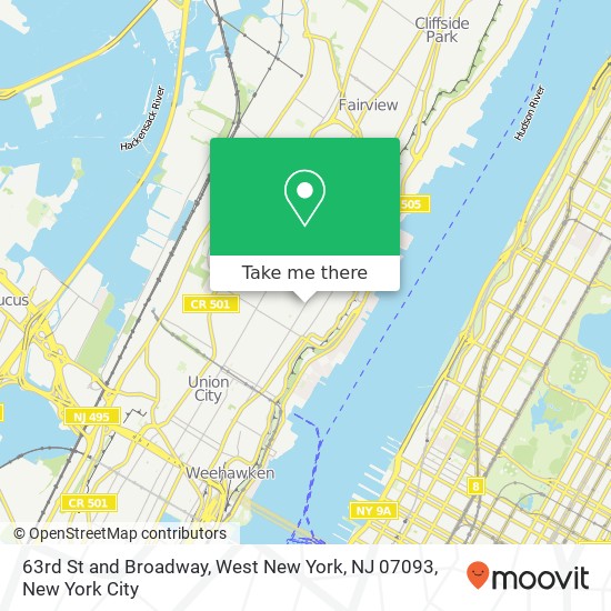 Mapa de 63rd St and Broadway, West New York, NJ 07093