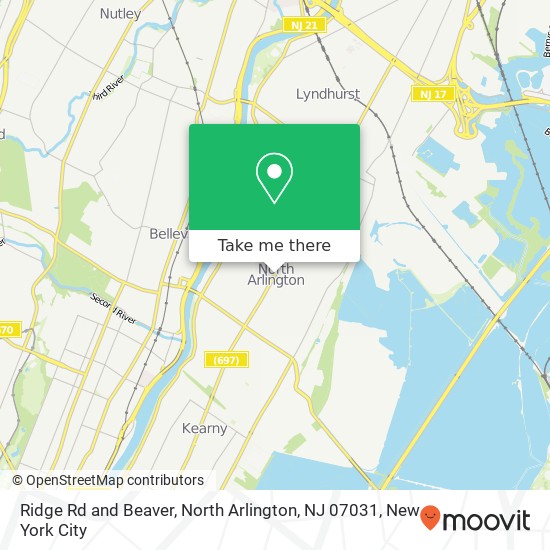 Mapa de Ridge Rd and Beaver, North Arlington, NJ 07031