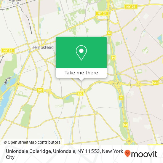 Mapa de Uniondale Coleridge, Uniondale, NY 11553