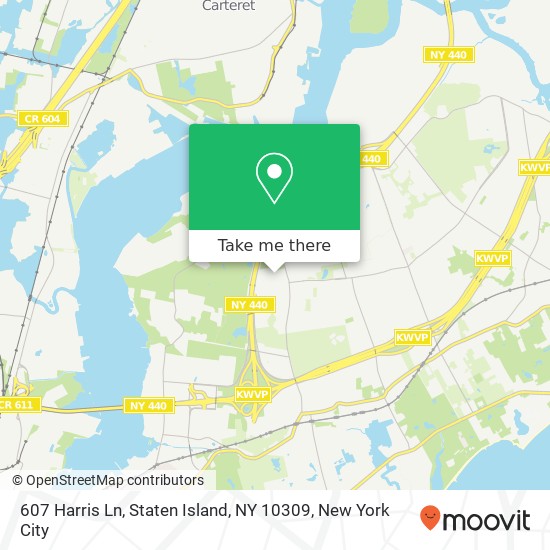 Mapa de 607 Harris Ln, Staten Island, NY 10309