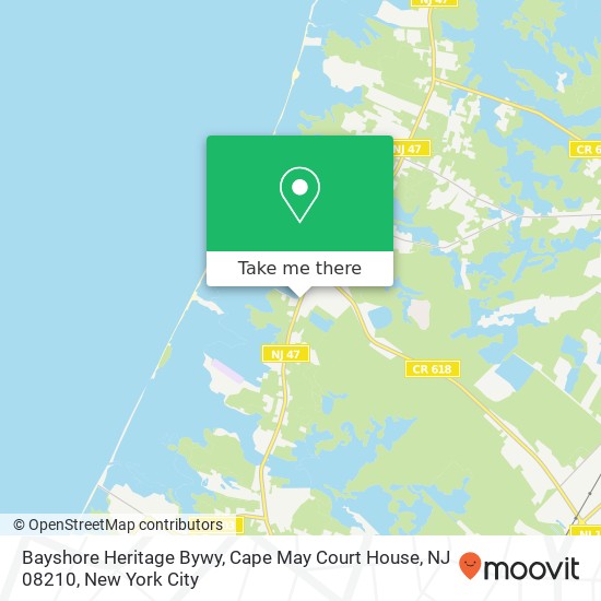 Mapa de Bayshore Heritage Bywy, Cape May Court House, NJ 08210
