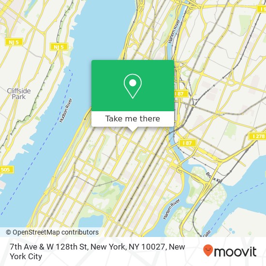 Mapa de 7th Ave & W 128th St, New York, NY 10027