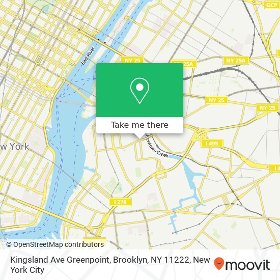 Mapa de Kingsland Ave Greenpoint, Brooklyn, NY 11222
