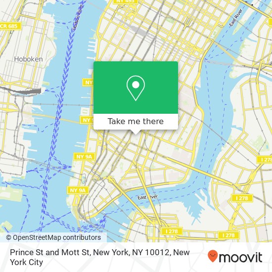 Prince St and Mott St, New York, NY 10012 map