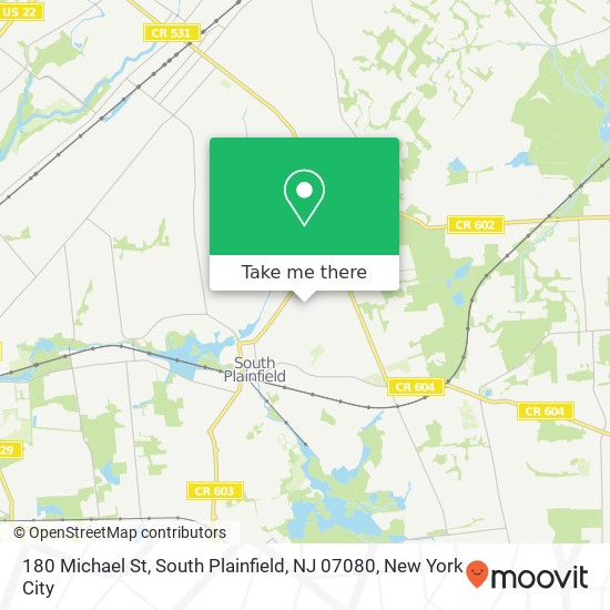 Mapa de 180 Michael St, South Plainfield, NJ 07080