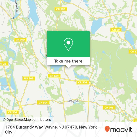 Mapa de 1784 Burgundy Way, Wayne, NJ 07470