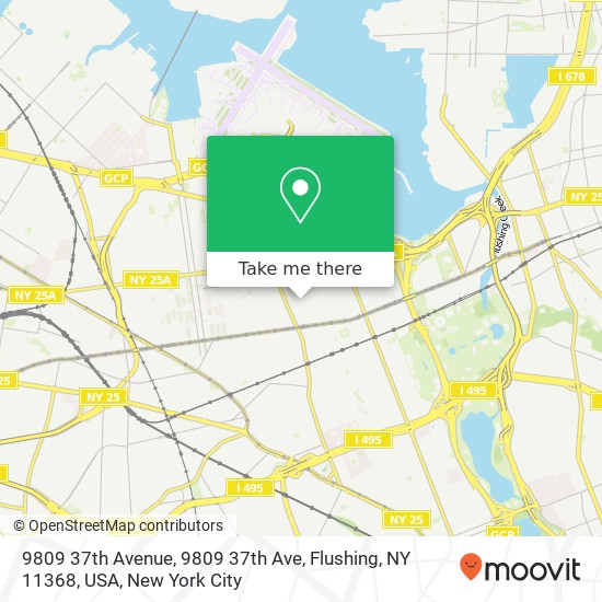 Mapa de 9809 37th Avenue, 9809 37th Ave, Flushing, NY 11368, USA