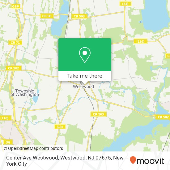 Mapa de Center Ave Westwood, Westwood, NJ 07675