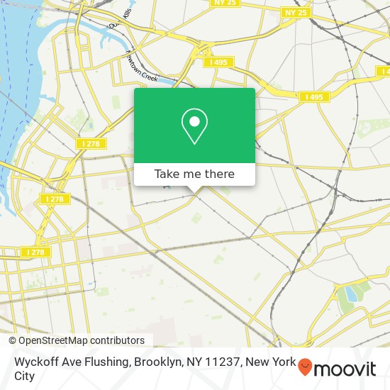 Mapa de Wyckoff Ave Flushing, Brooklyn, NY 11237