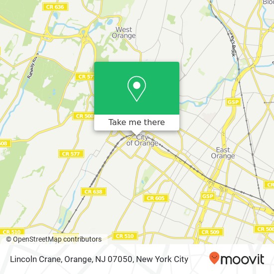 Mapa de Lincoln Crane, Orange, NJ 07050