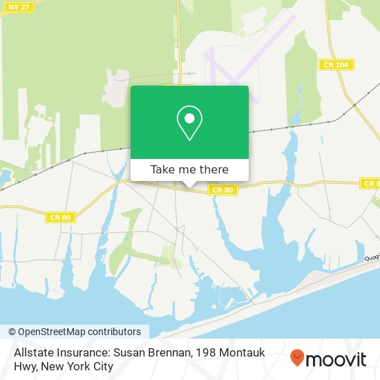 Mapa de Allstate Insurance: Susan Brennan, 198 Montauk Hwy