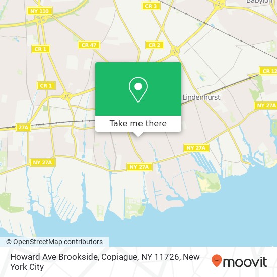 Mapa de Howard Ave Brookside, Copiague, NY 11726