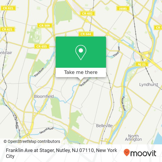 Franklin Ave at Stager, Nutley, NJ 07110 map