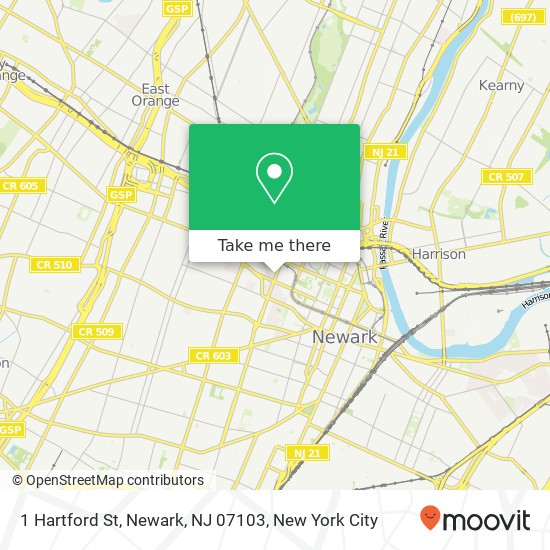Mapa de 1 Hartford St, Newark, NJ 07103