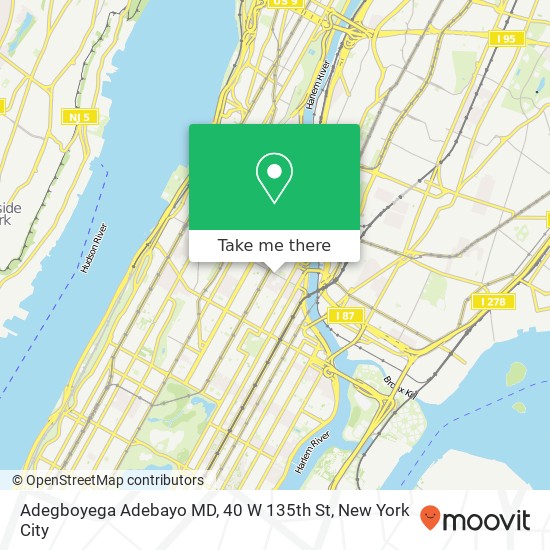 Mapa de Adegboyega Adebayo MD, 40 W 135th St