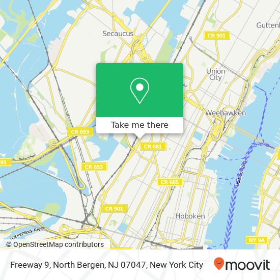 Mapa de Freeway 9, North Bergen, NJ 07047