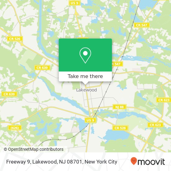 Mapa de Freeway 9, Lakewood, NJ 08701