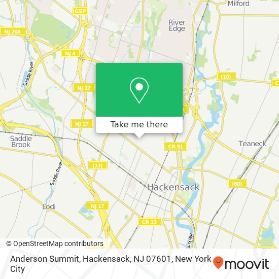 Mapa de Anderson Summit, Hackensack, NJ 07601